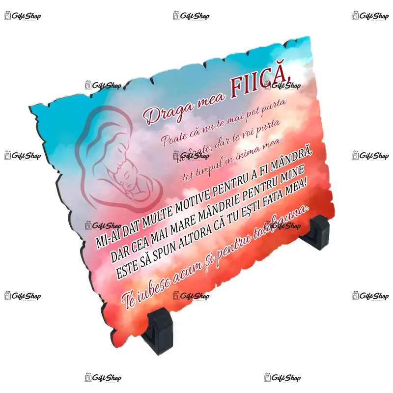 Draga mea fiica, placheta cu mesaj